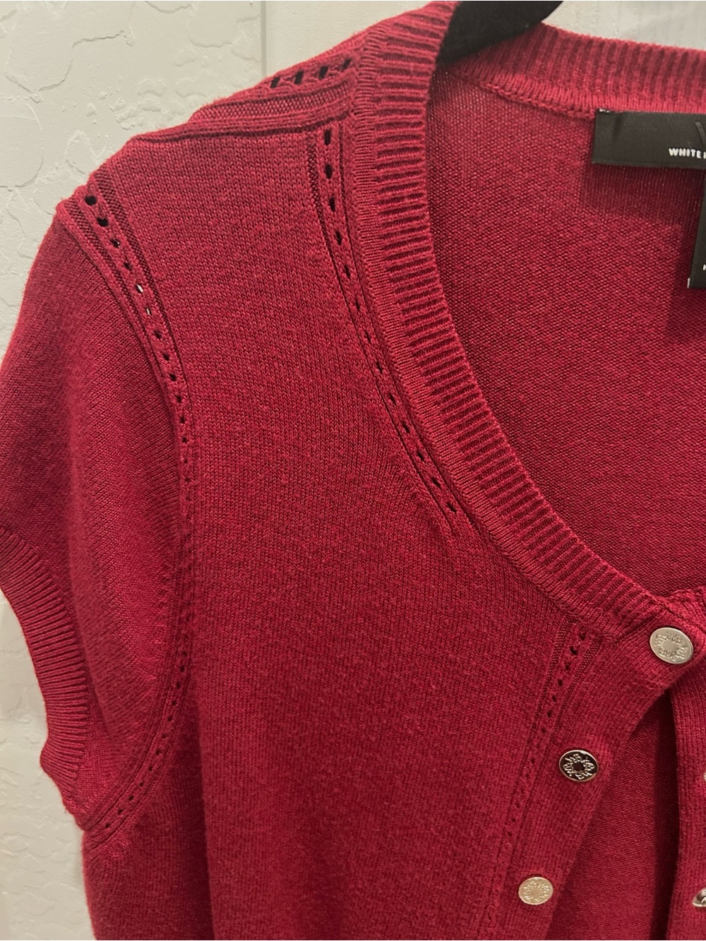 White House Black Market Crimson Snap-Front Sweater Vest